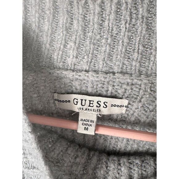 GUESS Mockneck Ultra-Soft Grey Ribbed Sweater Sz M EUC Lt Grey Long Sleeves - Picture 2 of 10